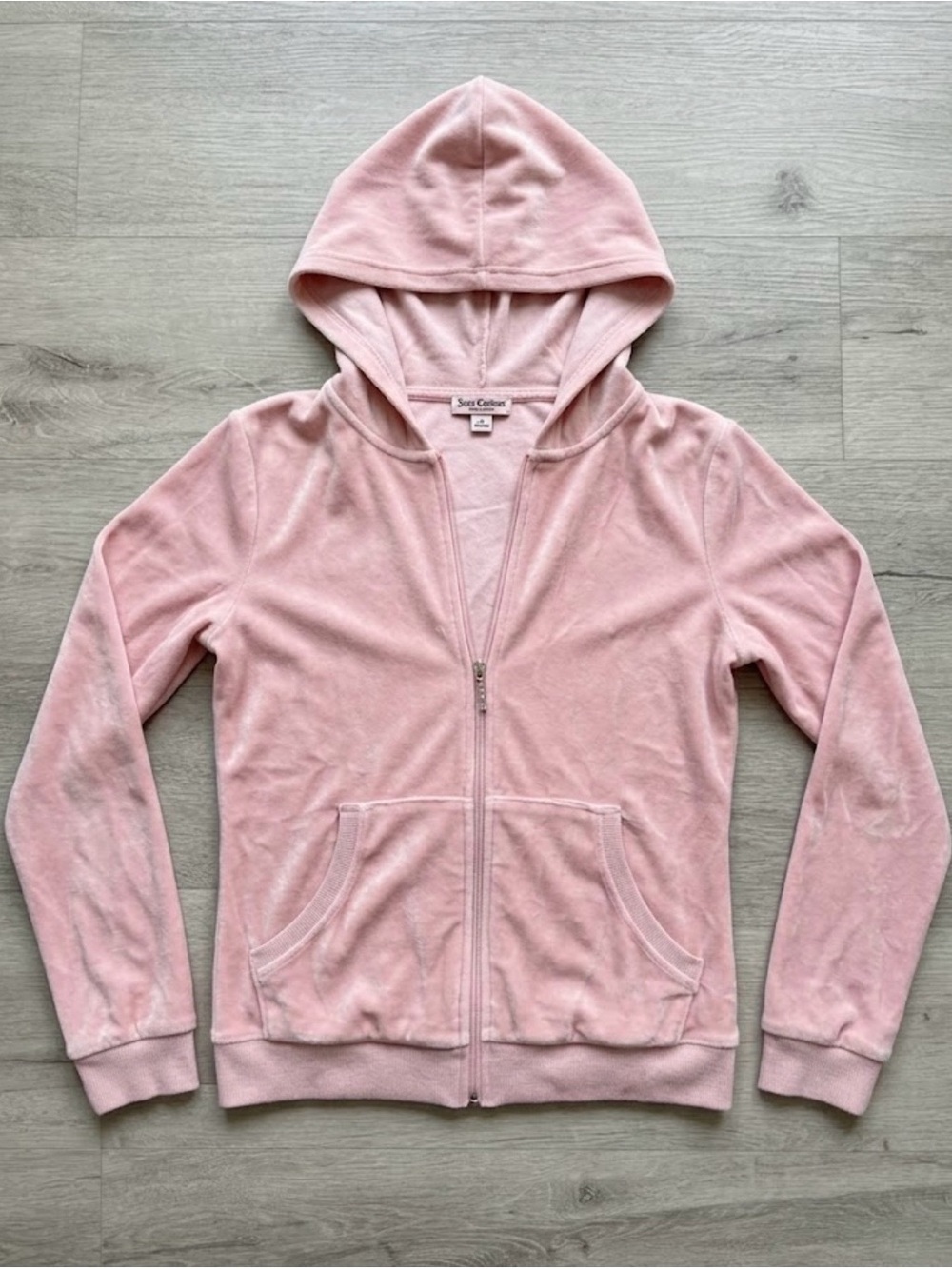 Hotouch Pink Velour Full-Zip Hoodie Sweatshirt - Excellent Condition Like New